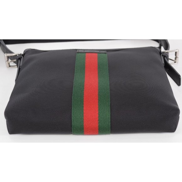 NEW Gucci 631199 Black Techno Canvas Red Green Web Messenger Bag Purse - Picture 9 of 12